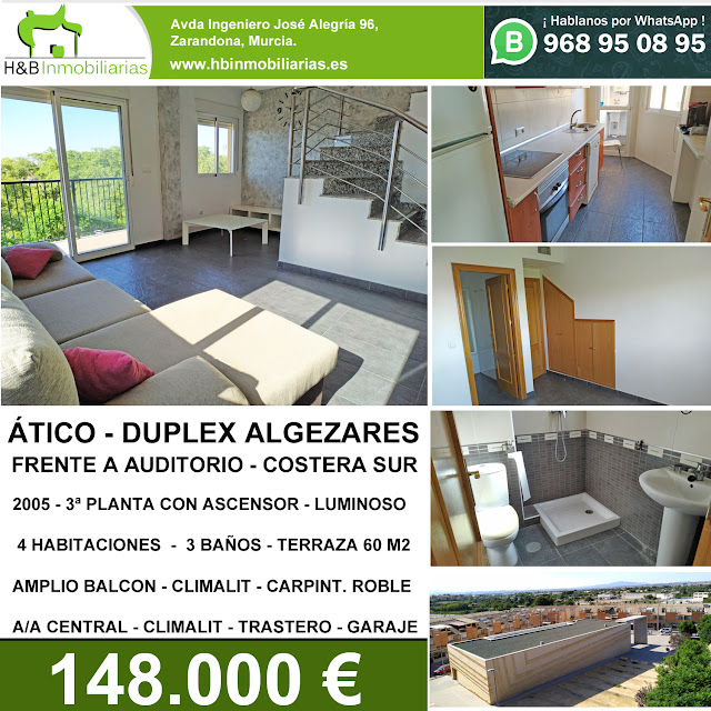 se vende atico en algezares murcia junto a costera sur