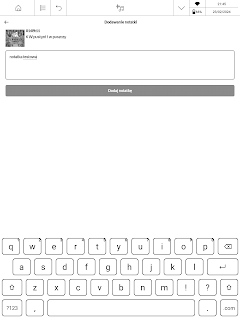 Dodawanie zakładki z notatką tekstową w audiobooku w aplikacji Empik Go na PocketBook InkPad X Pro