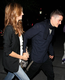 Miranda Kerr And Orlando Bloom Arriving At The Private Roof Club and Garden