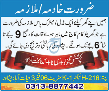 Peshawar House Staff Jobs 2021