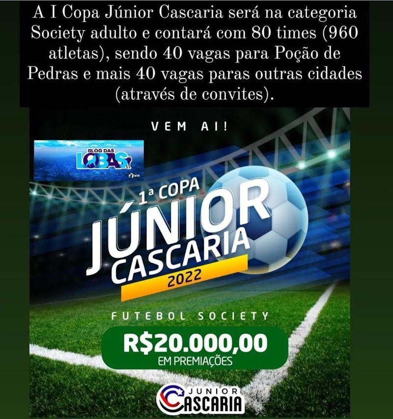 Vem aí a '1ª Copa Júnior Cascaria' em Poção de Pedras