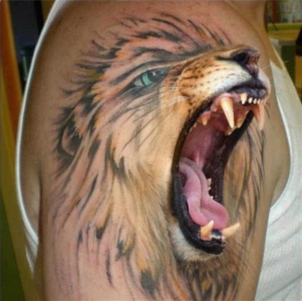 Leão 3d realista tatuagem