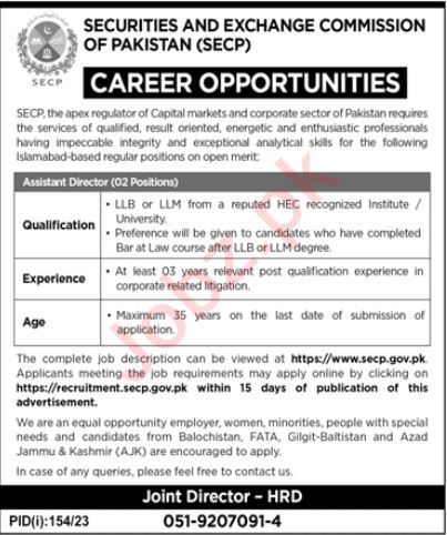 Jobs in Securities and Exchange Commission of Pakistan