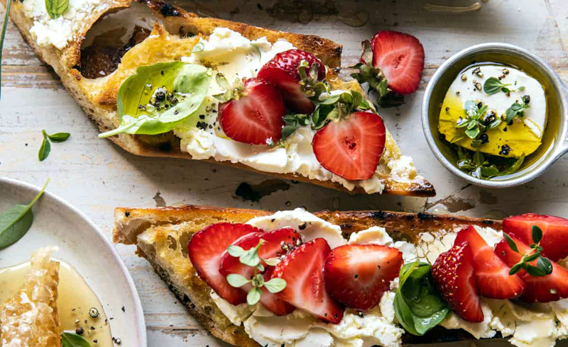 Marinated Goat Cheese and Strawberry Crostini