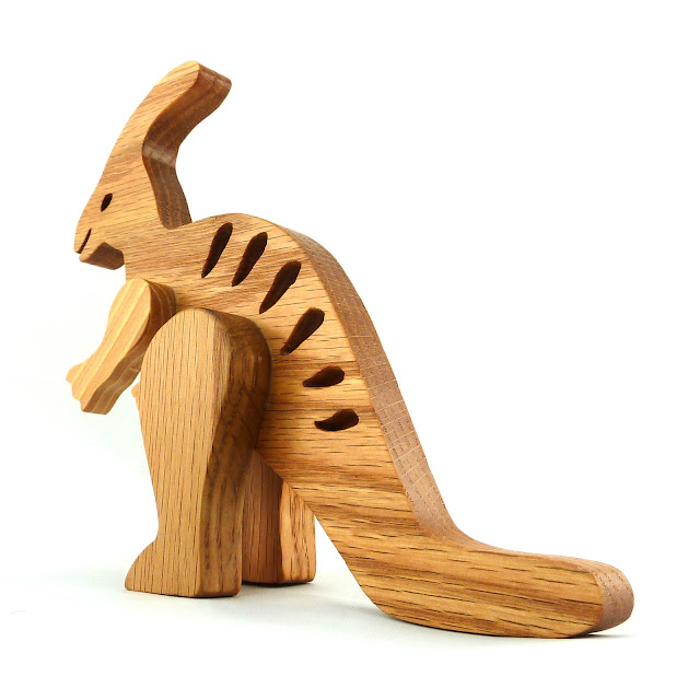 Handmade Wood Toy Dinosaur, Parasaurolophus - Wood Toy Animal