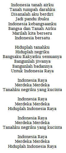  Lirik  Lagu  Indonesia Raya 