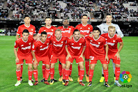 SEVILLA F. C. - Sevilla, España - Temporada 2017-18 - Correa, Lenglet, Carole, Ganso y David Soria; Sébastien Corchia, Ben Yedder, Krohn-Dehli, Pablo Sarabia, Borja Lasso y Johannes Geis. F. C. CARTAGENA 0 SEVILLA F. C. 3 (Pablo Sarabia, Joaquín Correa, Luis Muriel). 24/10/2017. Copa del Rey, dieciseisavos de final, partido de ida. Cartagena, Murcia, España, estadio Municipal Cartagonova.