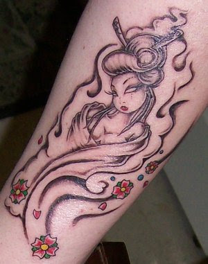 Sexy Geisha Tattoo Design on Hand