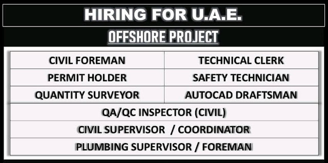 Offshore job vacancy in UAE - Urgently required