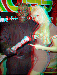 Darth Maul of Star Wars in anaglyph 3-D