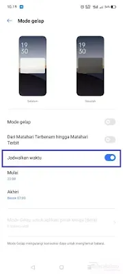 Mode gelap dijadwal realme UI