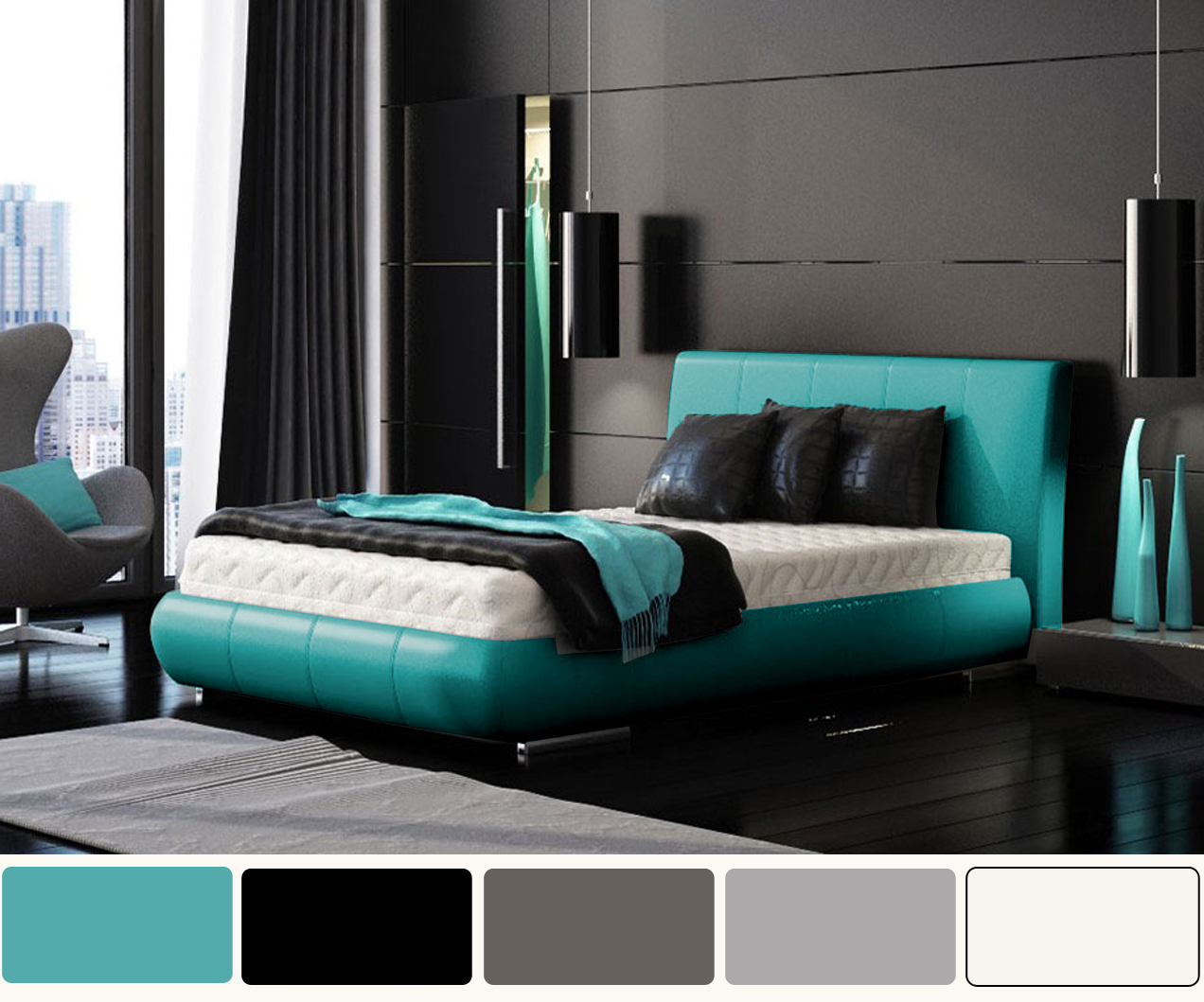 Black White And Turquoise Bedroom Idea Apartment Interior Design