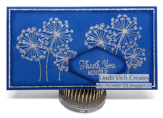 Linda Vich Creates: Dandelion Wishes Thank You. Dandelion Wishes, Blueberry Bushel and silvery glitteriness combine to produce a stunning thank you card!