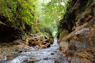 Rock wall gorge and river in Puriscal, Costa Rica