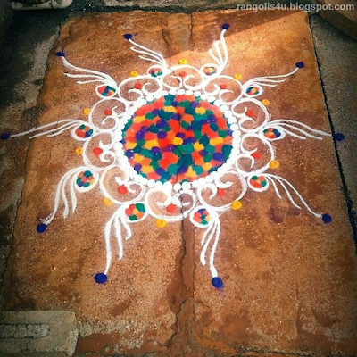 Colorful Multi Circle Rangolis