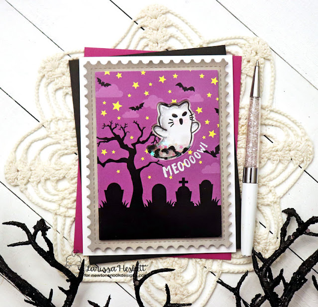 Ghostly Good Times Shaker Card by Larissa Heskett | Ghostly Good Times Stamp Set, Halloween Time Paper Pad and Framework Die Set by Newton's Nook Designs #newtonsnook #handmade
