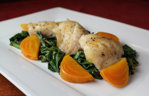 Sculpin with Golden Beets and Beet Greens