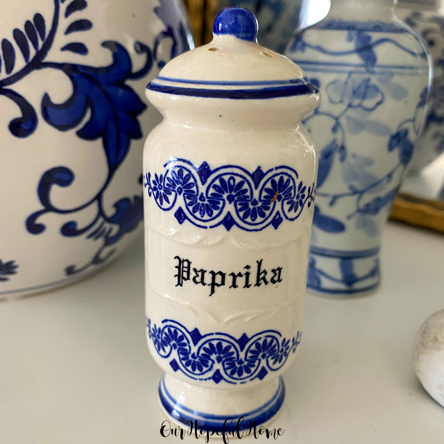 blue and white porcelain paprika shaker