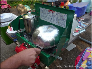 jiffy pop on the Coleman stove