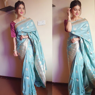 Mehreen Pirzada in Saree with Cute and Lovely Smile