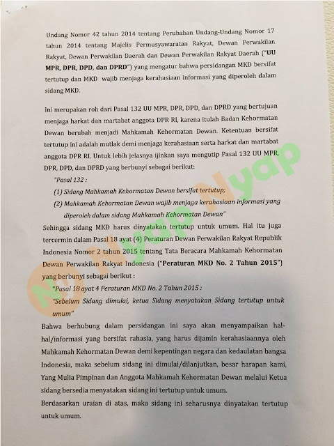 Nota Pembelaan Setya Novanto