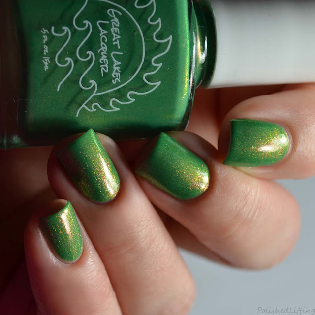 green shimmer nail polish