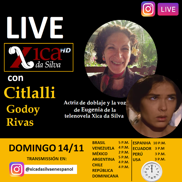 LIVE DOMINGO 14/11 con Citlalli Godoy Rivas, la voz de Eugenia de Xica da Silva