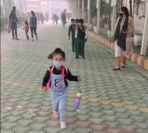 Little angel stepping into the school