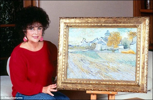 Elizabeth Taylor with Van Gogh's Painting