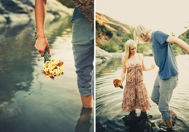 engagement photos riverside California in a river