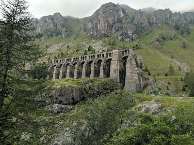 View of the Gleno Dam (La Diga del Gleno) which collapsed in 1923.