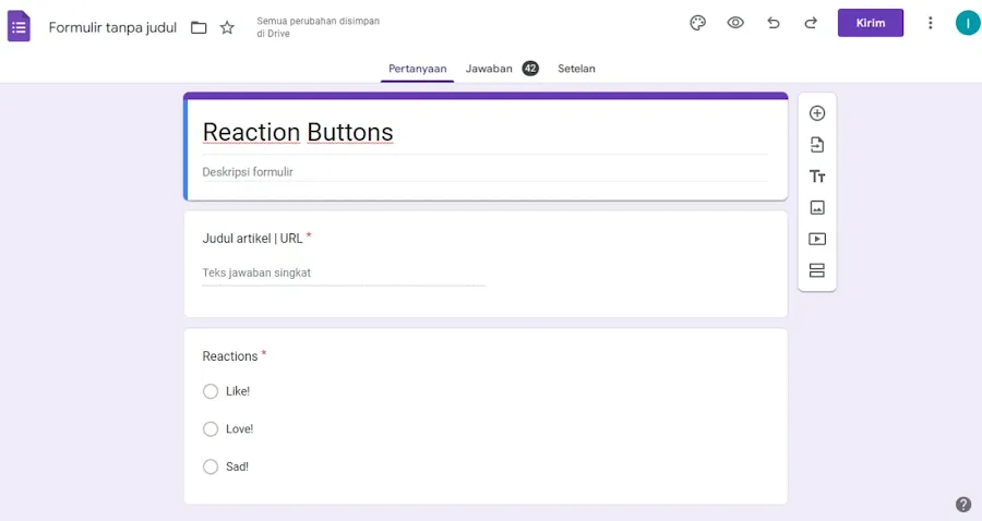 Reaction Buttons - Google Form