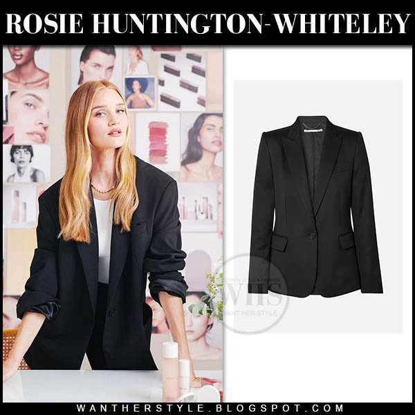 Rosie Huntington-Whiteley in black blazer and white top