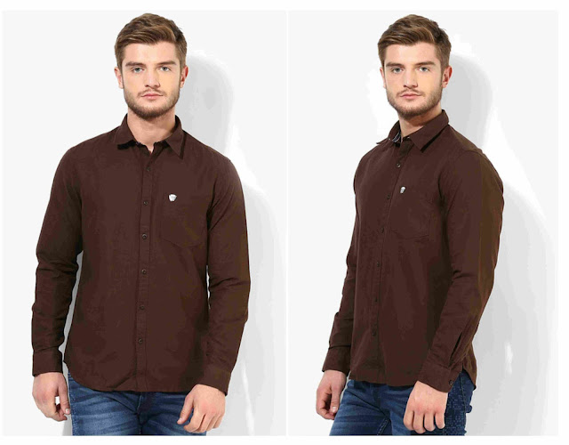 latest faishon John Players Brown Solid Slim Fit Casual Shirt Fashion Stopper