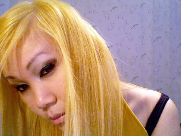 My hair is yellow blonde x white