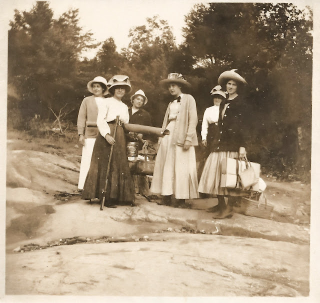 Florence Smith with friends in the woods, Smith family Photos, around 1917