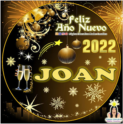 Nombre JOAN por Año Nuevo 2022 - Cartelito mujer