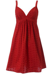 Dark red embroidered dress,