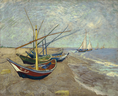 Van Gogh Fischerboote am Strand von Saintes-Maries-de-la-Mer (1888). 