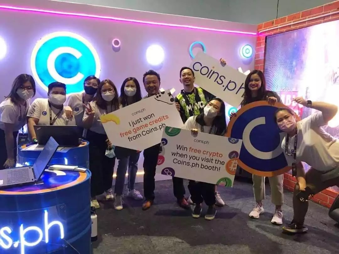 Coins.ph booth with Wei Zhou, CEO of Coins.ph