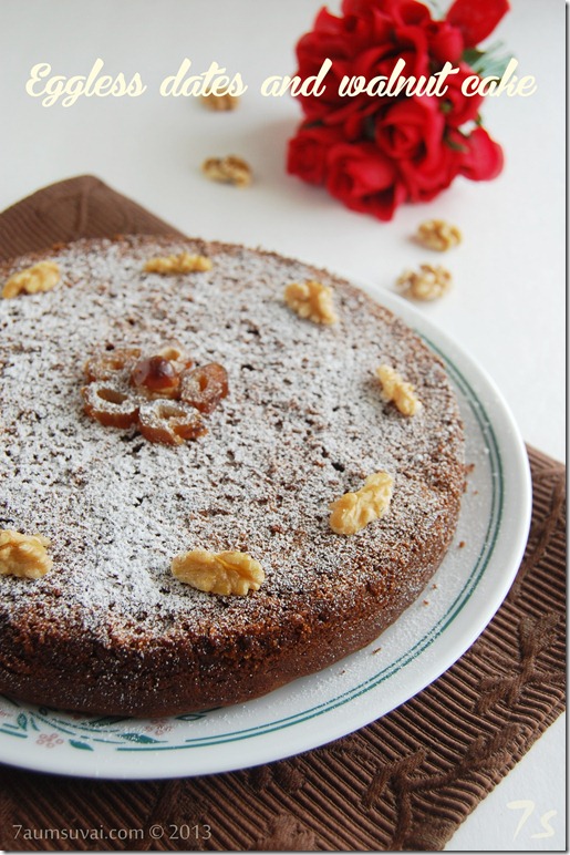 Eggless dates and walnut cake