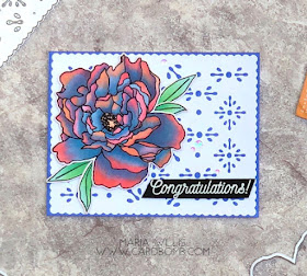 #mariawillis, #cardbomb, #cards, #stamp, #ink, #paper, #paper-garden, #papercraft, #cardmaking, #heroarts, #copics, #copicmarkers #flower, #congratulations