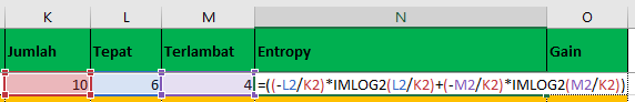 Entropy Algoritma C4.5 Rumus Excel