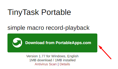 Botón para descargar TinyTask Portable