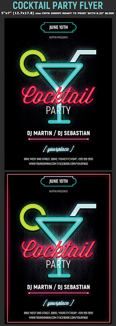  Neon Cocktail Party Flyer Template