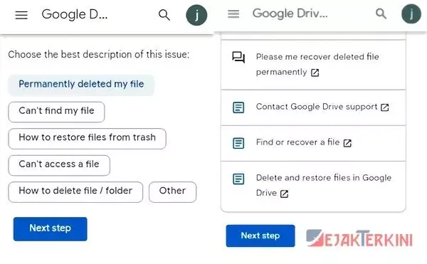 recovery google drive step 2