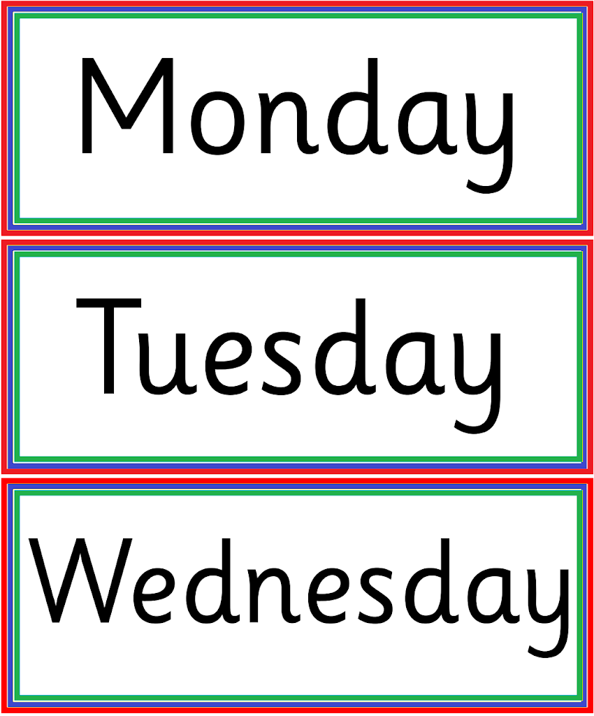 Days of week - Flashcard