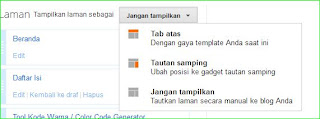 memasang link laman statis di menu horizontal