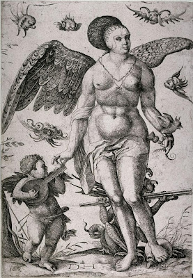 Venus accompanied by cupid playing the flute