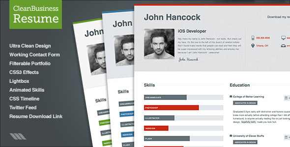 Clean Business Resume - Resume / CV Specialty Pages